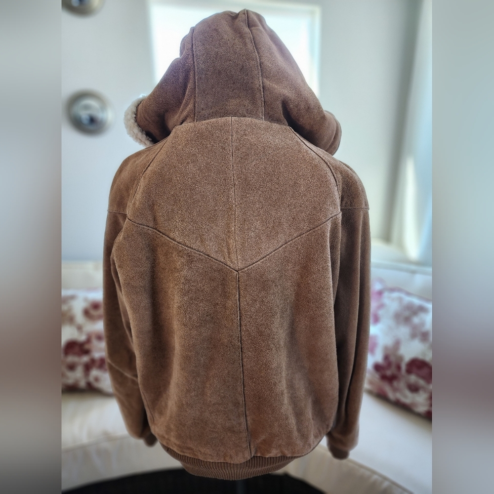 Great Condition Womens Shearling Lined Tan Leather Jacket size 36 - Picture 4 of 12